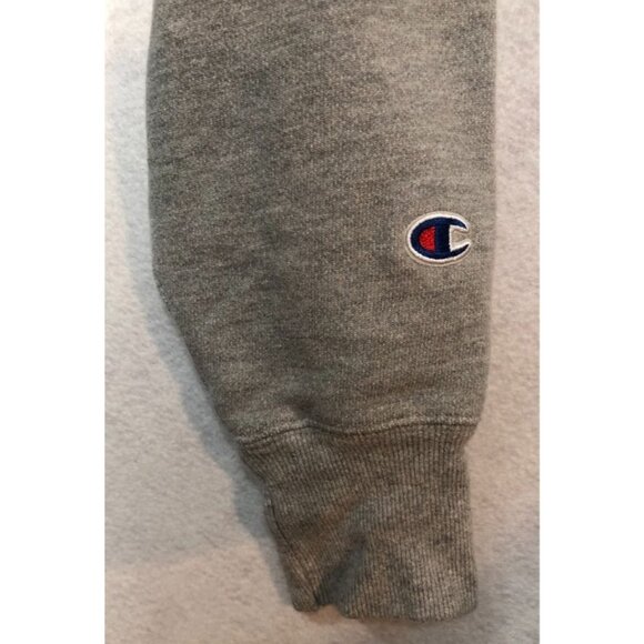 Champion Reverse Weave Hooded Logo Sweatshirt Heather Gray GF68 Men's Medium M - Picture 5 of 8
